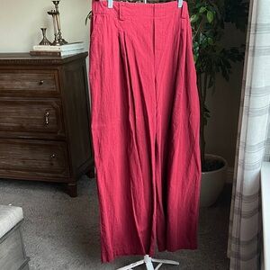 Red Wide-Leg Pants